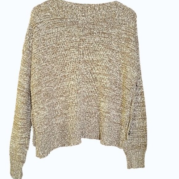 MADEWELL Chunky Marled Caramel/Cream Boatneck Side Button Sweater - Picture 6 of 16